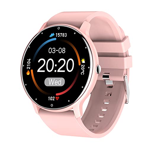 PHIPUDS Smartwatch, Reloj Inteligente Mujer Hombre, IP67 Impermeable Pulsera Actividad con Fitness Tracker, Monitor de Sueño, Presión Arterial Pulsómetro, Contador de Caloría para Android iOS,Rosa Cover