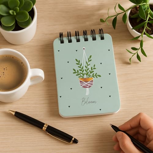 Image of Spiral Pocket Notebook (7.5 x 11 cm) | Cute Mini Notepad | Small Handy Notebook for School, Office & Personal Notes (Bloom)