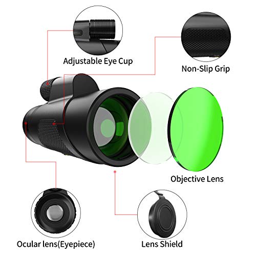 Monocular Telescope - 16X50 High Definition FMC BAK4 【HD Monocular for Bird Watching】 with Smartphone Holder & Tripod IPX7 Waterproof & Eco-Friendly Materials for Camping Travelling Hunting
