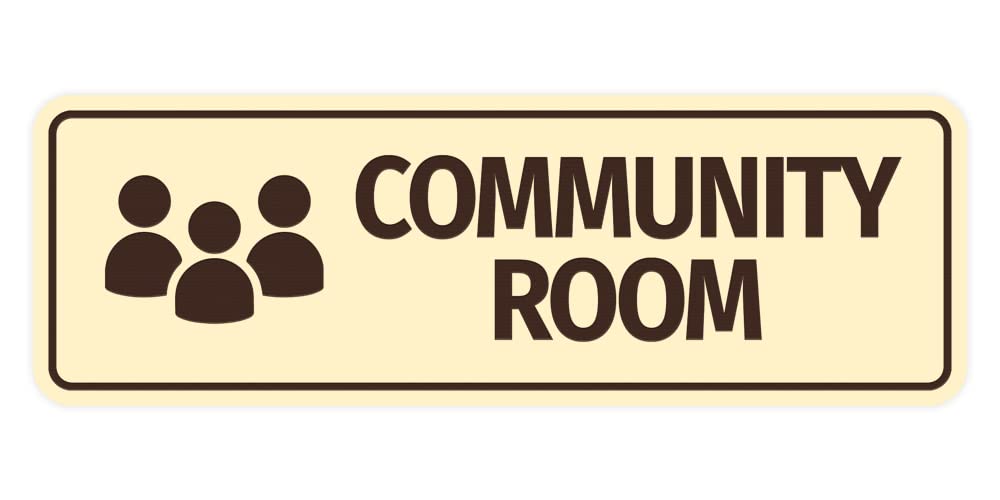 Standard Community Room Sign (Ivory/Dark Brown) - Small