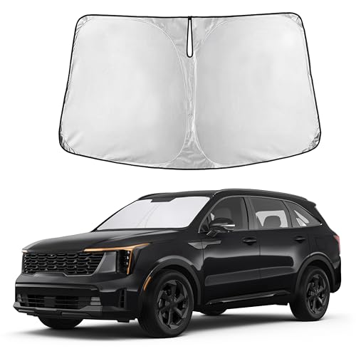 Image of Autovir Windshield Sun Shade Fit for 2021-2024 2025 2026 Kia Sorento | Sunshade, Front Car Window Shades Sun Visor, Blocks UV Rays & Heat, Car Accessories