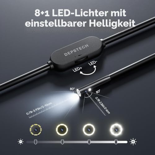 DEPSTECH 2K Endoskopkamera mit Licht: 2560P QHD Dual Lens Inspektionskamera – Ansicht 5