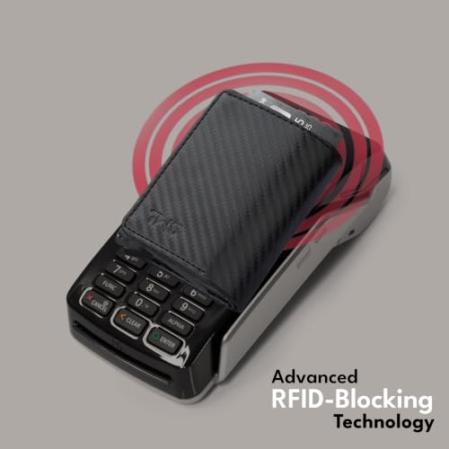 Image of The Wallet Store Maverick RFID Protected Minimalist Wallet, Pop-Up Cardholder, Scan-Proof Aluminium Case, Holds 8 Credit /Debit Cards, Slim Men's Wallet (Carbon Fibre)
