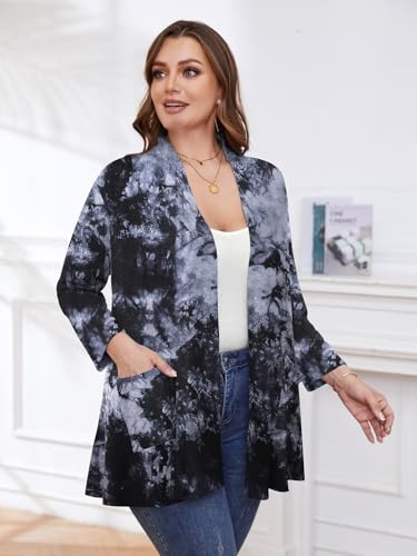 Image of BELAROI Plus Size Lightweight Cardigan Sweaters for Women Casual Open Front 3 /4 Sleeve Cover Up