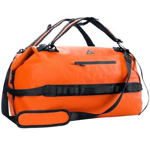 Haimont wasserdichter Rucksack, vielseitig wasserdicht Tasche, Dry Bag komfortabel, RollTop, Strand, Boot, Kanu, Paddel, Kajak, Camping, Angeln, Motorrad, 60L/Orange