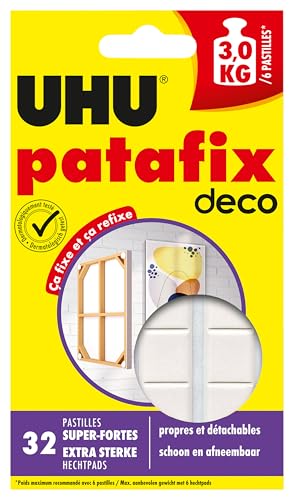 UHU Patafix Déco - pastilles adhésives prédécoupées, pâte à fixer,