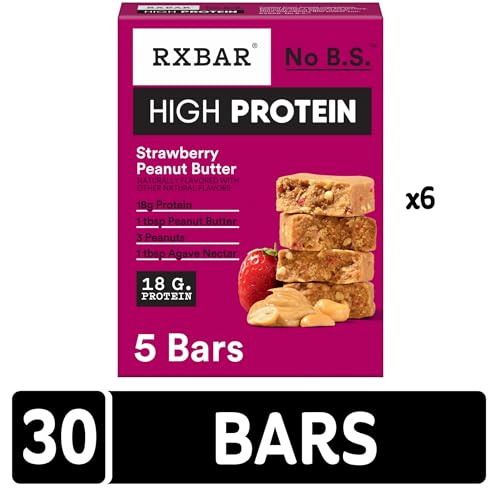Image of RXBAR High Protein Bars, Gluten Free, Protein Snacks, Strawberry Peanut Butter (6 Boxes, 30 Bars)