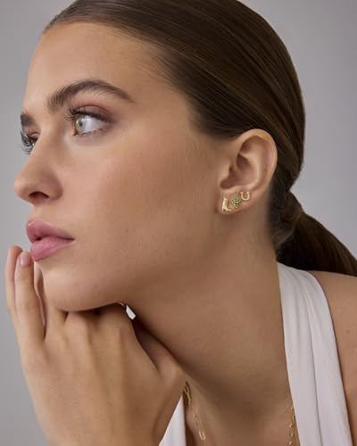 Image of PAVOI 14K Gold Plated Dainty Flat Back Earrings for Women, Piercing Studs
