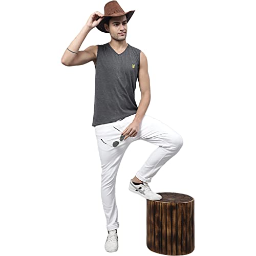 Image of Mack Jonney Regular Fit Cotton Solid Gym Vest for Men-V SL ANTHRA 01-P