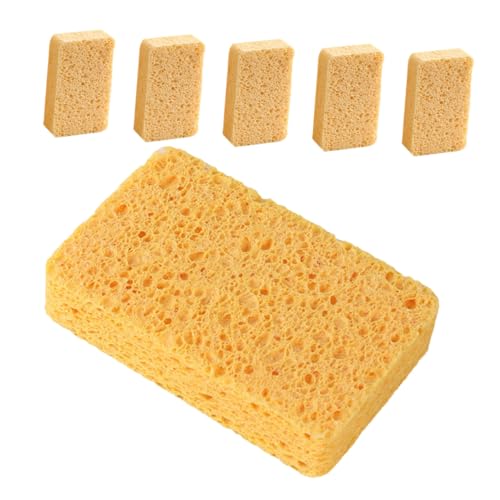 ABOOFAN Lot De 6 Éponges De Nettoyage à Vaisselle Jaunes Épaisses 2,5 Cm en Cellulose Super Absorbante, Éponge à Récurer Réutilisable Cuisine Et Wok Quotidien