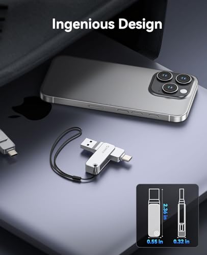 Image of ORICO 256GB Dual USB 3.0 Flash Drive 150MB /s USB Thumb Drive Type-C and USB Type-A Metal Housing Swivel Design for Smartphones & Laptops - EB05 (Pack of 2)