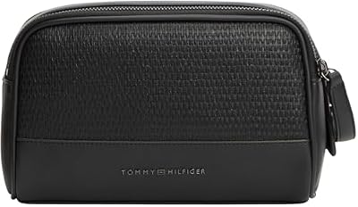 Tommy Hilfiger Uomo Beauty Case Woven con Logo, Nero (Black), Taglia Unica