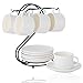 Juego de Tazas de Cafe de Cerámica (220ml) con Platillo y Portavasos, Candiicap Tazas de Capuchino para Capuchino, Latte, Espresso, Americano, Té(220ml,Blanco Mate)