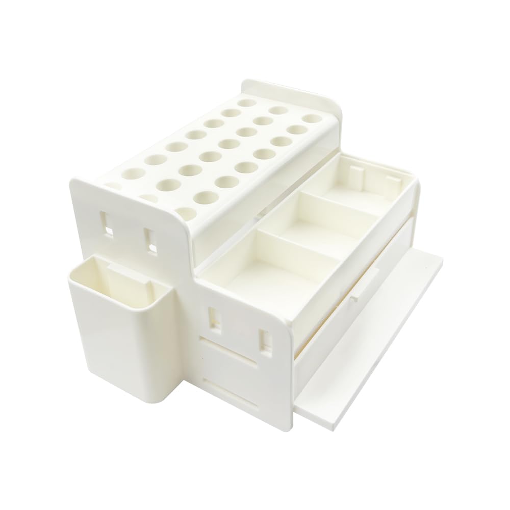 Dental Multi-Function Organizer, YOUYA DENTAL Plastic Dental Syringe Composite Organizer Resin Holder Applicator for Resin Adhesive Syringes Brush Dispenser Placement Rack (White)