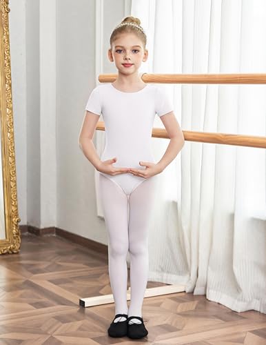 Image of Zaclotre Girls Gymnastics Leotards Crisscross Back Ballet Dance Outfits | Team Basic Leotard,Classic Short Sleeve,Hollow Back,High Stretch,Perfect Fit,Soft Cotton,Breathable,Ballerina Costume