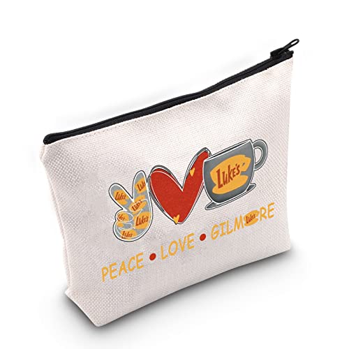 Divertente borsa cosmetica per ragazze fan regalo Peace Love Lukes Makeup Zipper Pouch Bag per amici famiglia BFF Love Pace Amore Luke