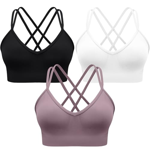 UOOMON V-Neck Criss-Cross Sports Bra 3-Pack