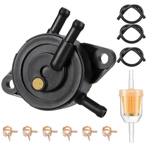 Cejiuga Fuel Pump Compatible with Kohler Briggs and Stratton Mikuni Premium Fuel Pump for Lawn Mower Cub Cadet Golf Cart Club Car Fit John Deere Kawasaki Yamaha 808492 808656 with Filter and Oil Hose