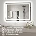 Hamlody Badspiegel mit Beleuchtung 70x50 cm, Badezimmer Beleuchteter Wandspiegel mit Led 3 Farben, Stufenlos Dimmbar, Badezimmerspiegel Beleuchtet mit Entschlagfunktion, Touch-Schalter Spiegel Bad