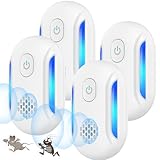 2026 Strongest Ultrasonic Rat Repellent, 4PCS Mouse Repeller Plug In for Indoor Use, Effective Rodent Repellent for Mice, Rats, Spiders, Cockroaches - Radiation Free (White)