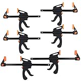 6 Pack Quick Grip F Clamps for Woodworking 6 inch & 10 inch Quick Grip Bar Clamps Set Ratchet Bar Clamps for Woodworking Wood Bar Clamps One-Handed Clamp/Spreader E-Z Hold F Clamps