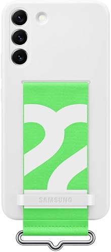 Coque en silicone avec laniere pour Samsung Galaxy S22+ Blanc