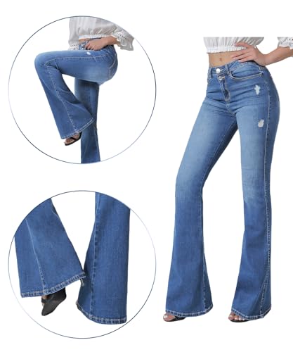 VIPONES Women's High Waisted Flare Bell Bottom Jeans - Image 3