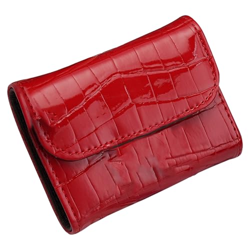 RFID Blocking PU Leather Credit Card Holder Wallet for Women, Compact Accordion Card Case with Multiple Slots, Small Buckle Coin Purse, Stone Litchi Pattern ID Card Organizer (Style-4)