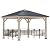 YMGSCC 11' x 11' Outdoor Barbecue Gazebo Awning with bar Metal Acrylic Combination roof, Solid Wood Frame Gazebo