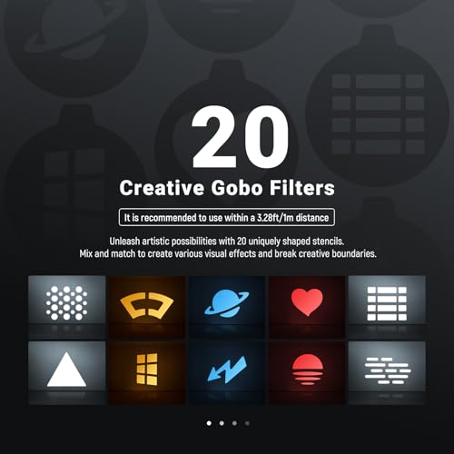 Image of NEEWER Basics RGB Photography Flashlight,4 Colors /20 GOBO Filters /CRI95+ /7500mAh,10W 6300K Portable LED Video Spotlight Patterned Ambient Aluminum Sunset Light for Recording Studio Lighting, USB, FL10