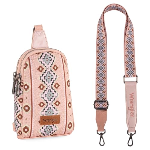Image of Wrangler Small Sling Bag for Women, Leather Crossbody Bags Cross Body Purse Fanny Packs with Adjustable Strap for Gift