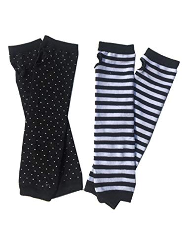 Black Sugar - Set di 2 paia di guanti a righe, in