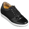 TOTO Men's Invisible Height Increasing Elevator Shoes - Black Leather/Mesh Lace-up Casual Fashion Sneakers - 3.2 Inches Taller - A53272 - Size 6 D(M) US