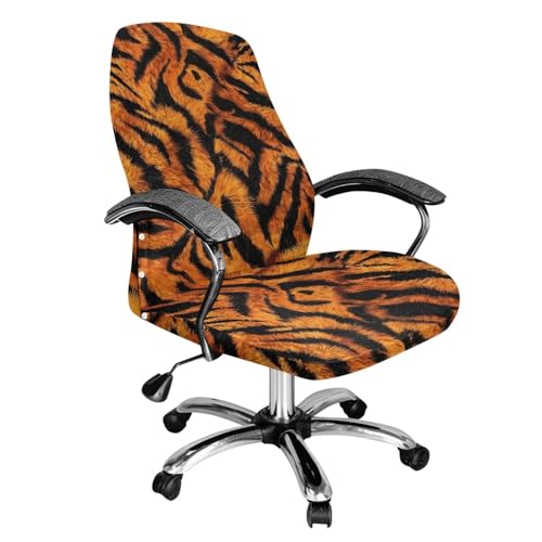 Fiqyvagox Tiger Print Comfy Computer Office Chair Cover Breathable Scratch Resistant Seat Covers for Office Chairs Universal All-in-One Boss Chair Slipcovers, S