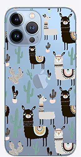 Blingy's Iphone 13 Pro Case (6.1 Inch), Cute Llama Cactus Fun Alpaca Cool Cartoon Animal Design Transparent Soft Tpu Protective Clear Case Compatible For Iphone 13 Pro 6.1" (Black Alpacas) #TOP3
