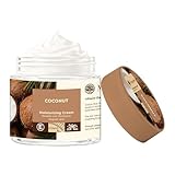 MegustaMe Moisturizing Cream - 200ml Hydrating Body & Face Moisturizer with Shea Butter & Sweet Almond Oil, Vitamin E for Nourishing & Brightening Skin, Long-Lasting Moisturization. (Coconut)