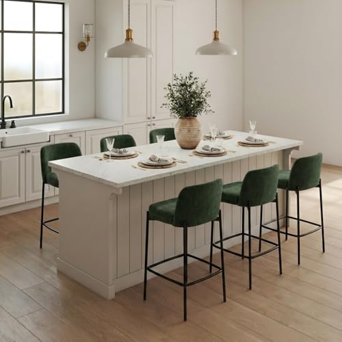 Image of 26 Inch Counter Height Bar Stools Set of 6, Modern Barstools, Green