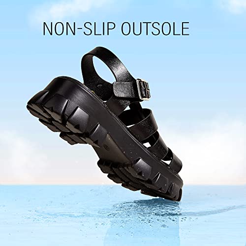 LUCKY STEP Women 's Platform Wedge Sandals Open Toe Adjustable Ankle Strap Chunky Heel3