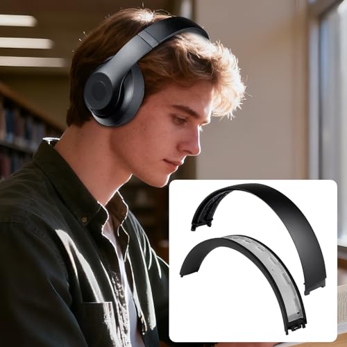 Image of SOULWIT Top+Bottom Headband Cover Kit for Beats Studio 3 & Studio 2 Wired & Wireless Headphones, Replacement Headstrap Pad Repair Part with Durable Silicone and Plastic - Studio3 Matte Black