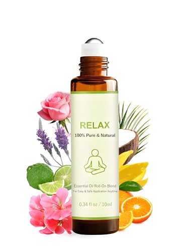 Cywinfow RELAX（リラックス）エッセンシャルオイルブレンド 10ml ロールオンアロマ 100% 天然植物由来 肌潤しマッサージ 素肌直接 OK（基礎油不要）（ラベンダー/スイートオレンジ/ローズ/ゼラニウム/ベルガモット/イランイラン)の商品画像（Amazon）