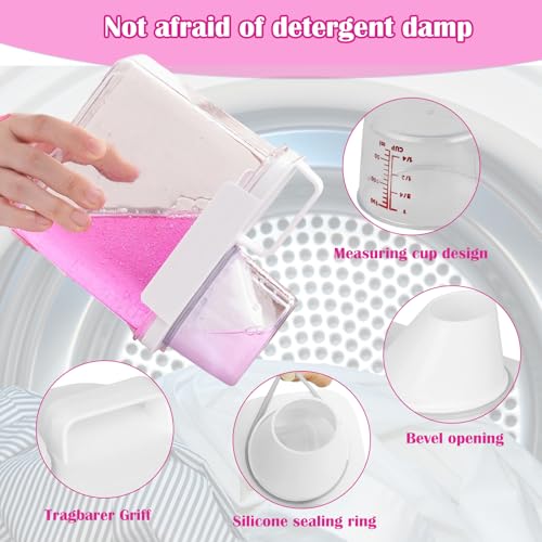 YILANJIN 2 PCS Detergent Dispenser, Laundry Storage Containers with Carry Handle, Measuring Cup, Detergent Container, Cereal Container, Washing Powder Storage for Scent Booster, Laundry Powder 1100ML - Image 2