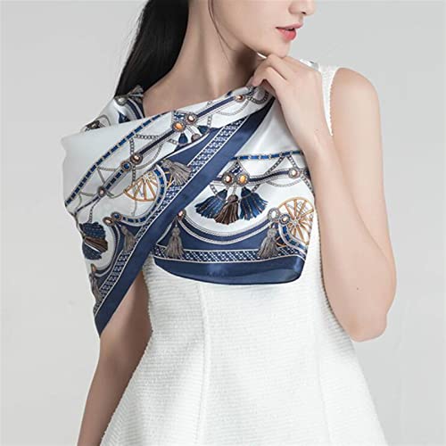 Winter Warm Scarfs Silk Scarf， Woman's Scarves Shawl Elegant Soft Wraps， 66.9" Long Lightweight Blue Satin Scarf，4