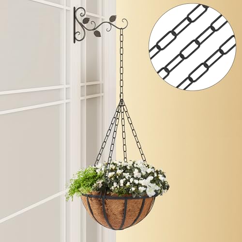 Image of 12 Ft Heavy Duty Hanging Chain Kit (Black) | with Connection Locks & Swag Ceiling Hooks for Lighting Fixture, Pendant, Lantern, Swag Lamp, Plant Basket, Bird Feeder