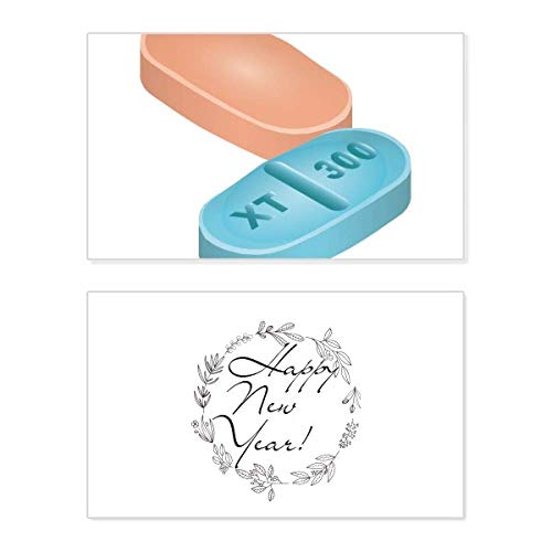 Tarjeta conmemorativa de Año Nuevo con diseño de píldoras de salud