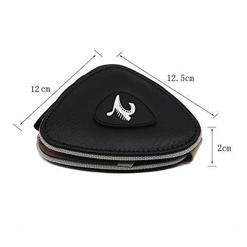 KKmoon Bolsa de couro PU para guitarra porta-palhetas de grande capacidade com 20 peças de celulóide
