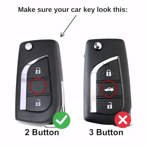 Image of Car Key Cover Compatible for Toyota Innova Crysta, Corolla Altis Stylish Full Protection 2-Button Flip Key | Glow-in-The-Dark Car Key Protector