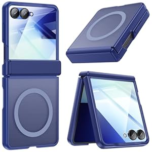 spoovcto for Samsung Galaxy Z Flip 7 Translucent Case: Compatible with MagSafe, TPU Armour Hinge Protection, 9H Screen Protector, Magnetic Anti-Scratch Heavy Duty Phone Cover for Galaxy Flip7, Blue