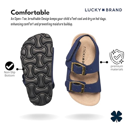 Lucky Brand Toddler Unisex Baby Boy Blanc Double Strap Casual Toddlers Sandals with Hook and Loop Closure (Toddlers)3