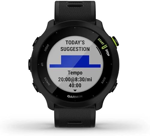 Garmin Forerunner 55, 42mm GPS running smartwatch, easy to use, lightweight, training guidance, safety & tracking features, up to 14 days battery life, Black - 2