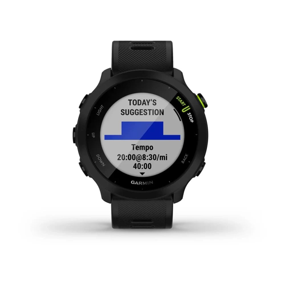 Garmin Forerunner 55 - Montre GPS Multi-activités Running avec Fonctions d’Entrainement Coach et Cardio au Poignet – Noir - Boîtier 42 mm